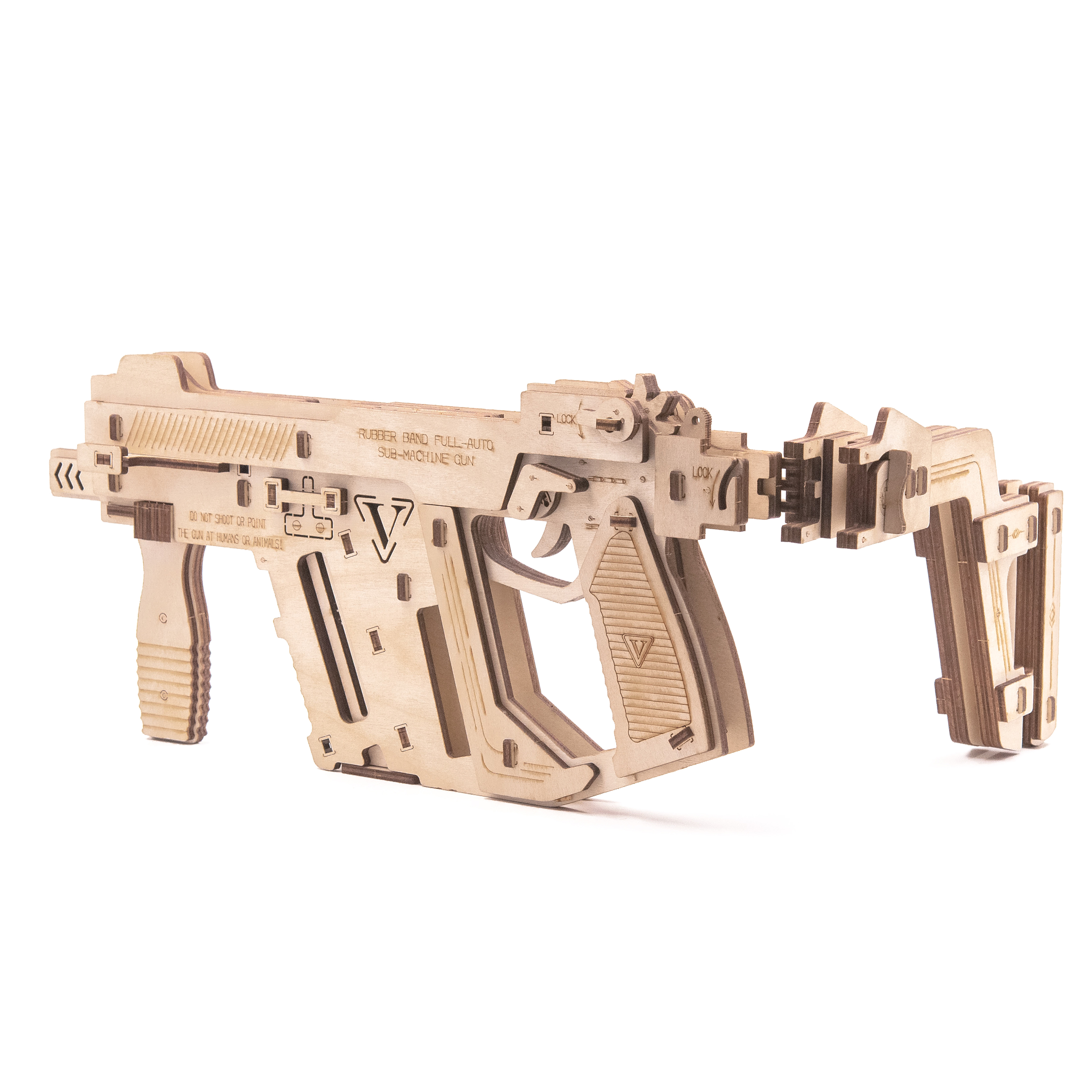 GK-Wood Full Auto Rubber Band Sub-Machine Gun 3D P